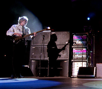 Ca. 2000, John with Status Graphite Buzzard Bass and amp rig.