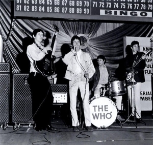 Ca. 1965, John playing a Gretsch 6070 Hollow Body bass.