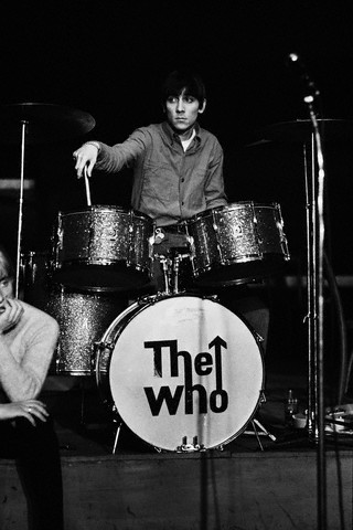 Ca. 1965, with the single-bass drum red Premier kit