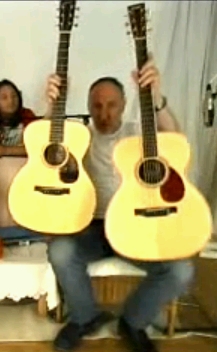 19 April 2006, In The Attic, with new Collings OM-1, left, and recent OM-3.