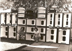 Heil PA bins with white horn bells. Photo courtesy Lee Phillips.